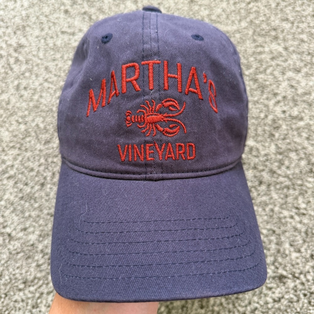Martha's Vineyard Hat Adjustable New England Cap Lobster Preppy Dad Hat Blue